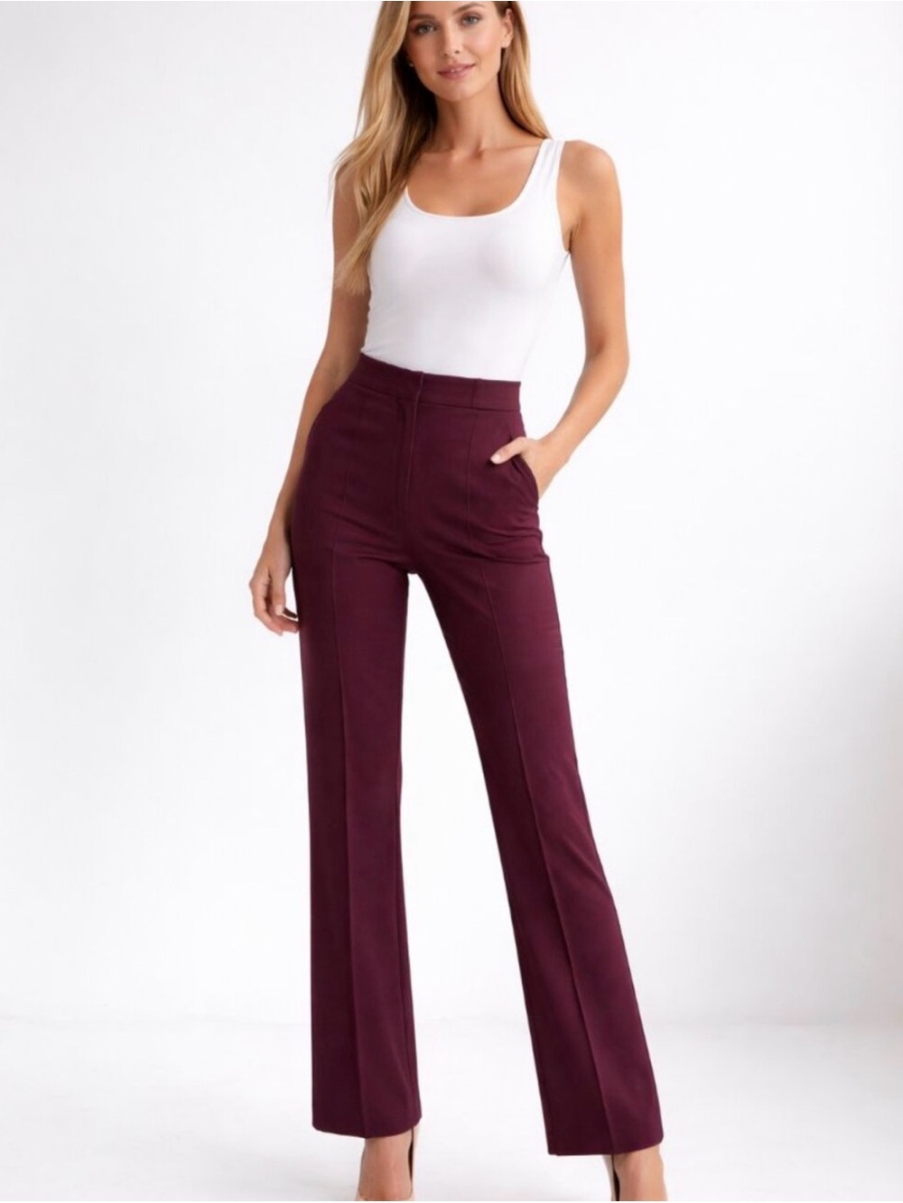 The Limited Women's Burgundy High-Waist Trousers